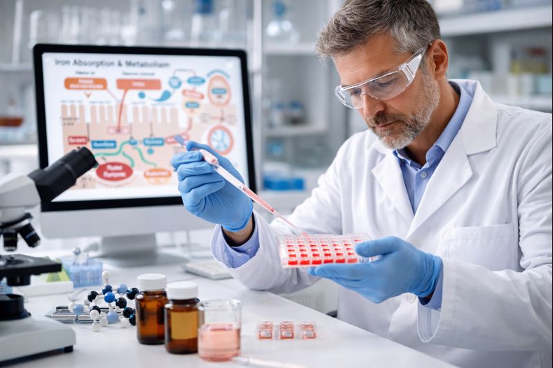 Vedec v laboratóriu s pipetami